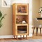 Natural Wicker Acrylic 3-Cube Cabinet Display Storage with Clear Doors